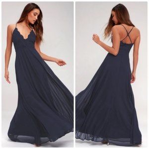 Lulu's Madalyn Navy Blue Lace Maxi Dress